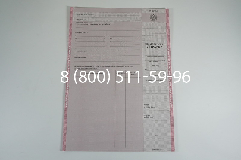 Заказать Академическая справка образца 1996-2009 год для колледжа в Челябинске