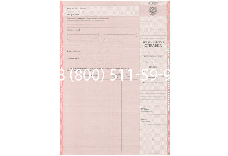 Купить Академическая справка образца 1996-2009 год для колледжа в Челябинске
