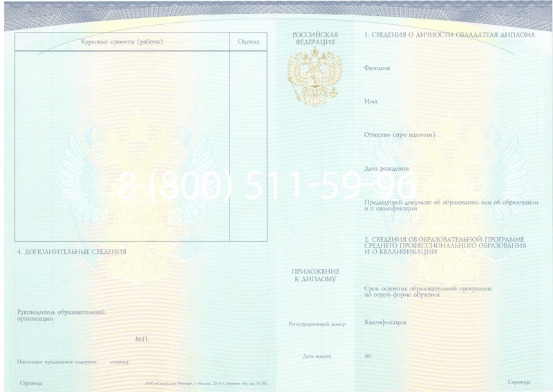 Купить Диплом техникума (Спецбланк) 2014-2026 года в Челябинске